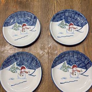 Thomson Festive Snowman Blue‎ and White Plates